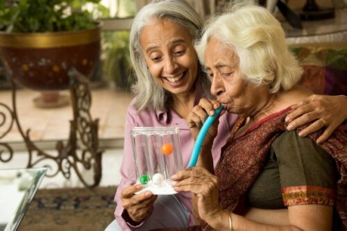 Image of how spirometry test of done in the back days