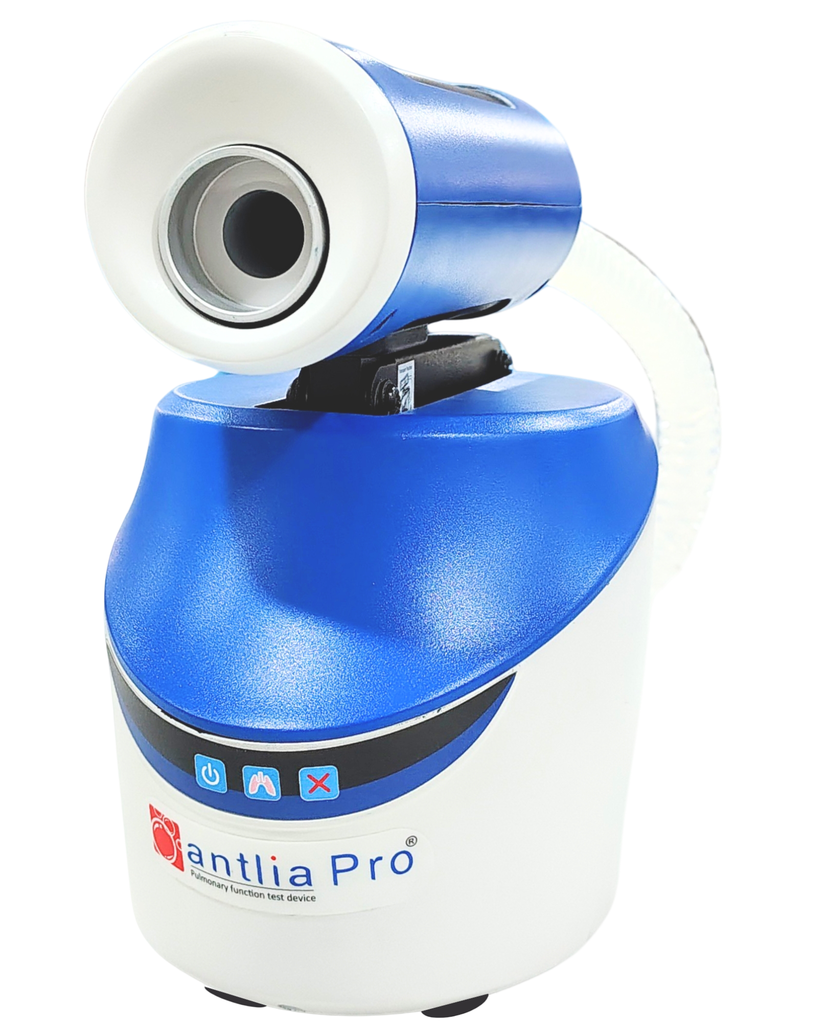 Antlia Pro is a advanced pulmonary function test machine with blue and white housing and front airflow opening